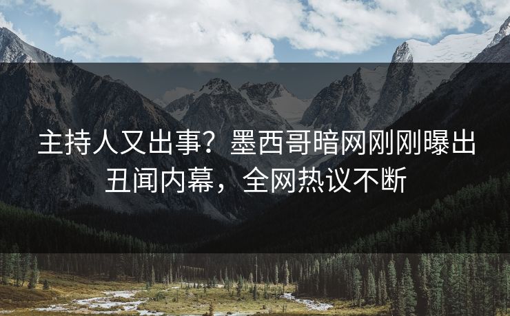 主持人又出事？墨西哥暗网刚刚曝出丑闻内幕，全网热议不断