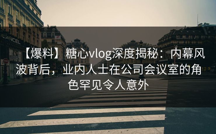 【爆料】糖心vlog深度揭秘：内幕风波背后，业内人士在公司会议室的角色罕见令人意外