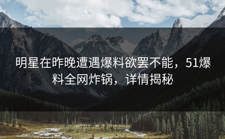 明星在昨晚遭遇爆料欲罢不能，51爆料全网炸锅，详情揭秘