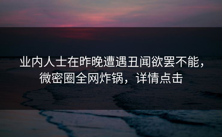 业内人士在昨晚遭遇丑闻欲罢不能，微密圈全网炸锅，详情点击