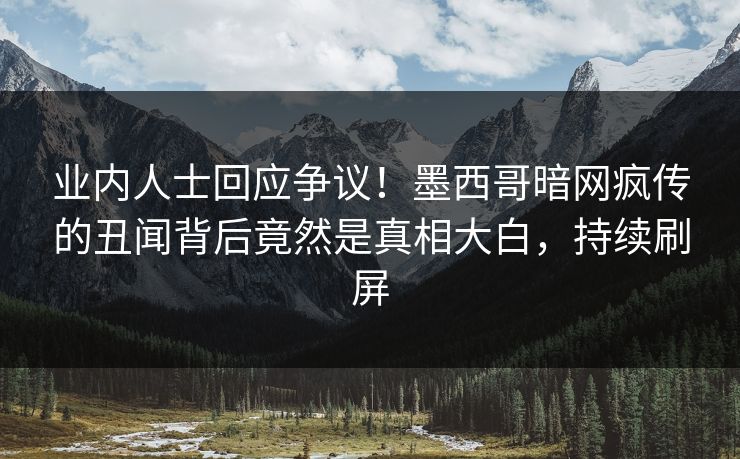 业内人士回应争议！墨西哥暗网疯传的丑闻背后竟然是真相大白，持续刷屏