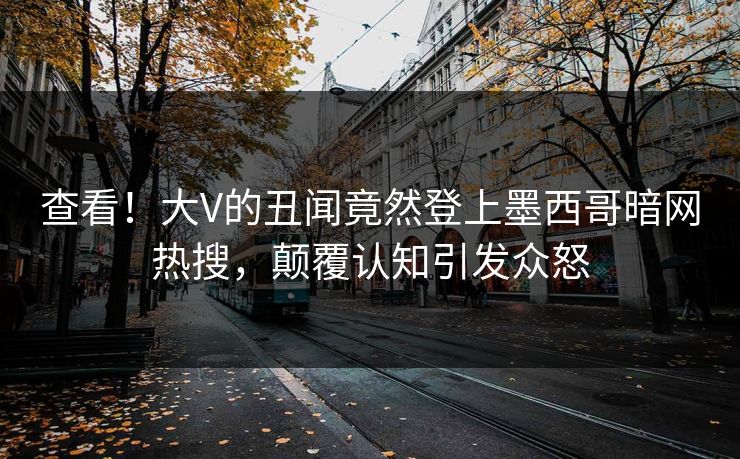 查看！大V的丑闻竟然登上墨西哥暗网热搜，颠覆认知引发众怒
