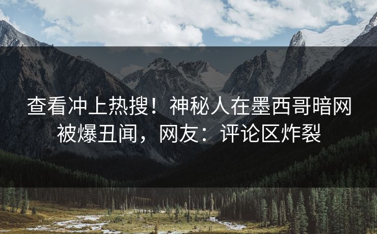 查看冲上热搜！神秘人在墨西哥暗网被爆丑闻，网友：评论区炸裂