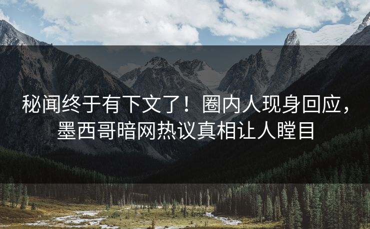 秘闻终于有下文了！圈内人现身回应，墨西哥暗网热议真相让人瞠目