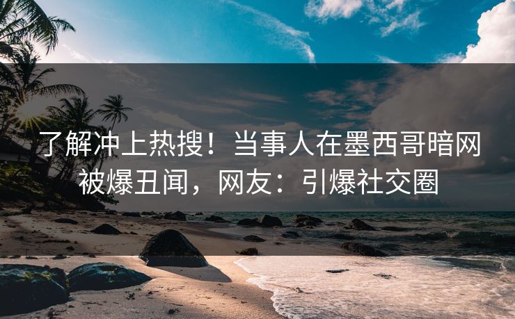 了解冲上热搜！当事人在墨西哥暗网被爆丑闻，网友：引爆社交圈