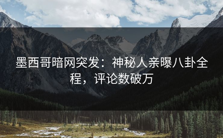 墨西哥暗网突发：神秘人亲曝八卦全程，评论数破万