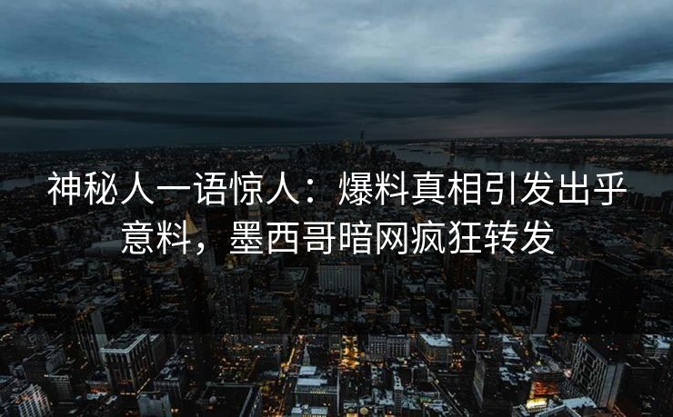 神秘人一语惊人：爆料真相引发出乎意料，墨西哥暗网疯狂转发