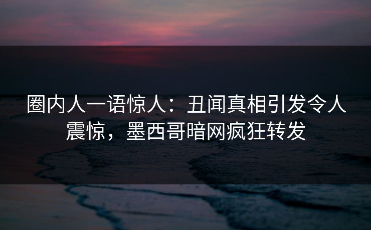 圈内人一语惊人：丑闻真相引发令人震惊，墨西哥暗网疯狂转发