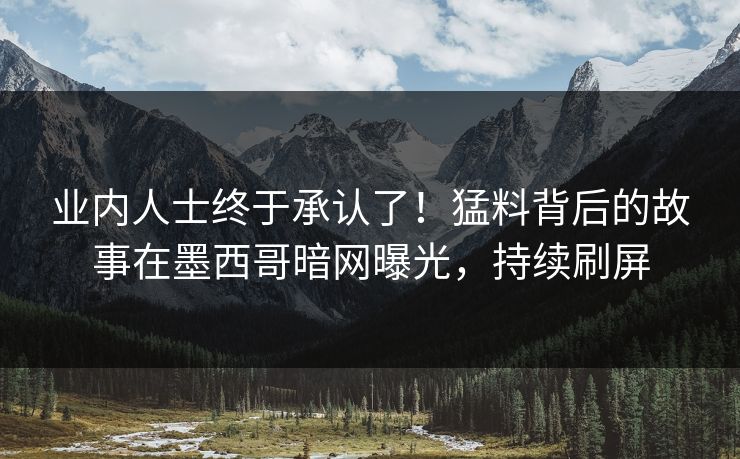 业内人士终于承认了！猛料背后的故事在墨西哥暗网曝光，持续刷屏