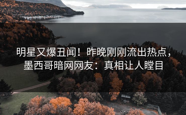 明星又爆丑闻！昨晚刚刚流出热点，墨西哥暗网网友：真相让人瞠目