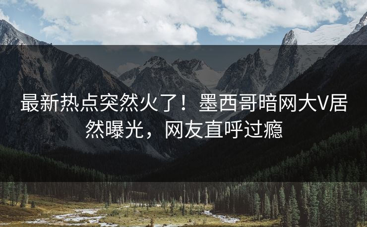 最新热点突然火了！墨西哥暗网大V居然曝光，网友直呼过瘾