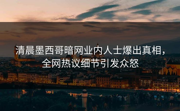 清晨墨西哥暗网业内人士爆出真相，全网热议细节引发众怒