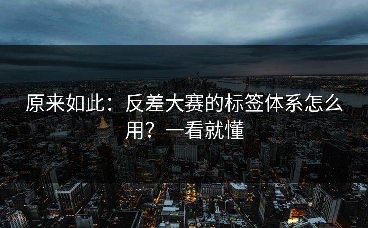 原来如此：反差大赛的标签体系怎么用？一看就懂
